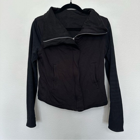 Blank nyc asymmetrical zip moto style reversible jacket black faux suede jersey - Picture 1 of 5
